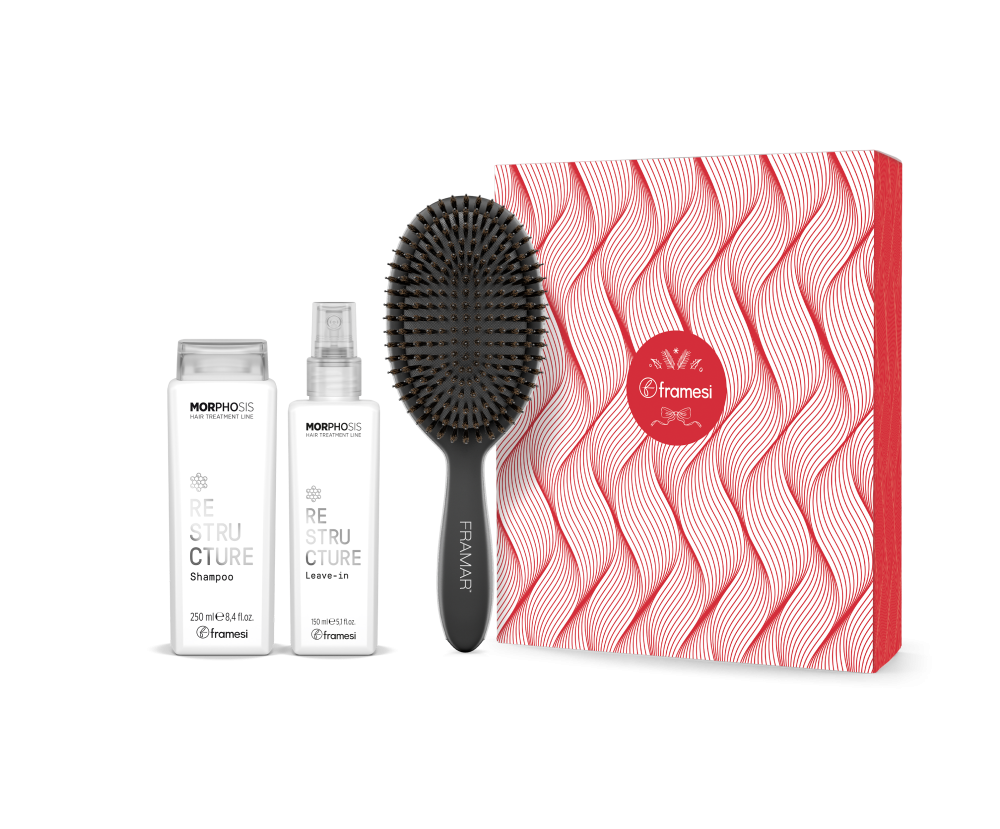 Balíček Framesi Morphosis Restructure - Šampon 250ml + Emulze 150ml + kartáč na vlasy