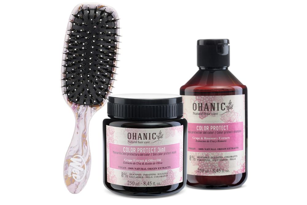 Ohanic Gift Set Color Protect - Set na barvené vlasy šampon + maska + kartáč