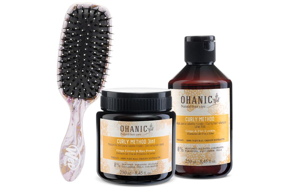 Ohanic Gift Set Curly Method - Set na vlnité vlasy šampon + maska + kartáč