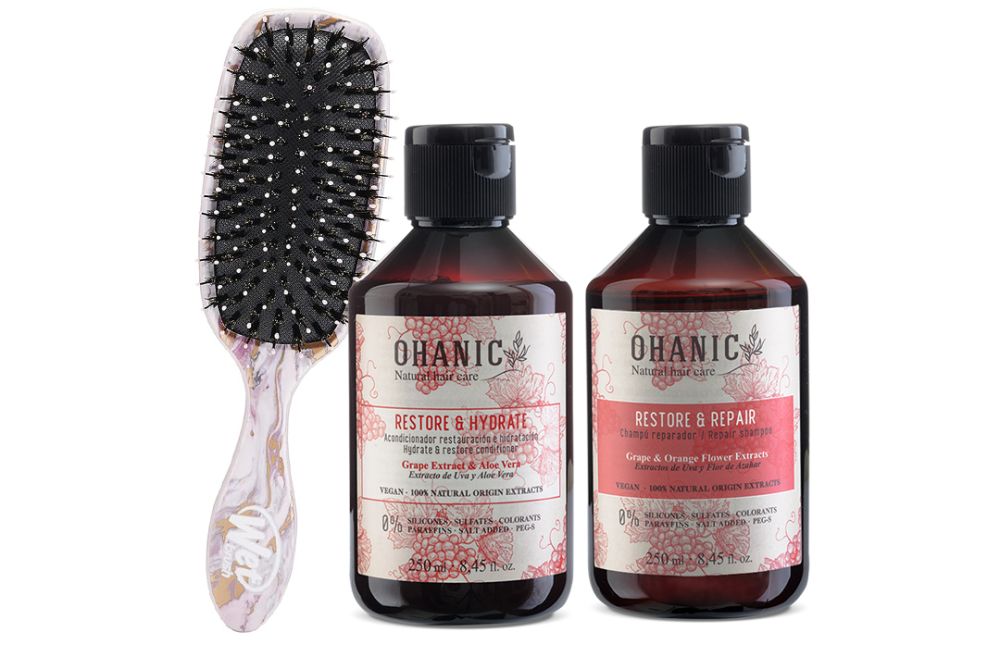 Ohanic Gift Set Hydrate - Hydratační set na vlasy šampon + kondicionér + kartáč