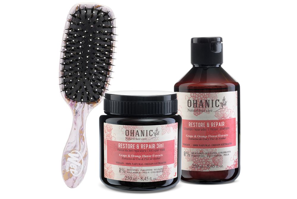 Ohanic Gift Set Repair - Regenerační set na vlasy šampon + maska + kartáč
