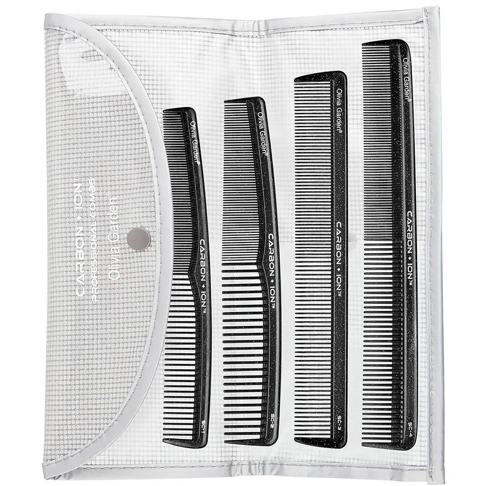 Olivia Garden CARBON + ION SC SET 1,2,3,4 - Set 4x karbónový hrebeň a puzdro