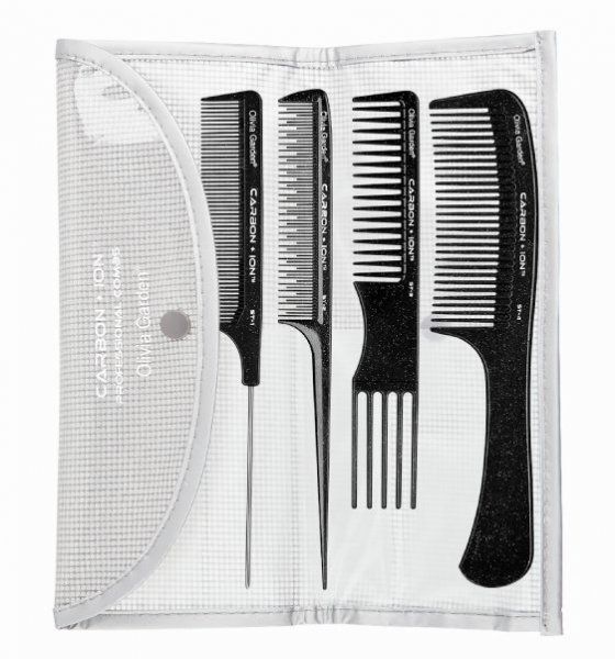 Olivia Garden CARBON + ION STP SET 1,2,3,4 - Set 4x karbónový hrebeň a puzdro