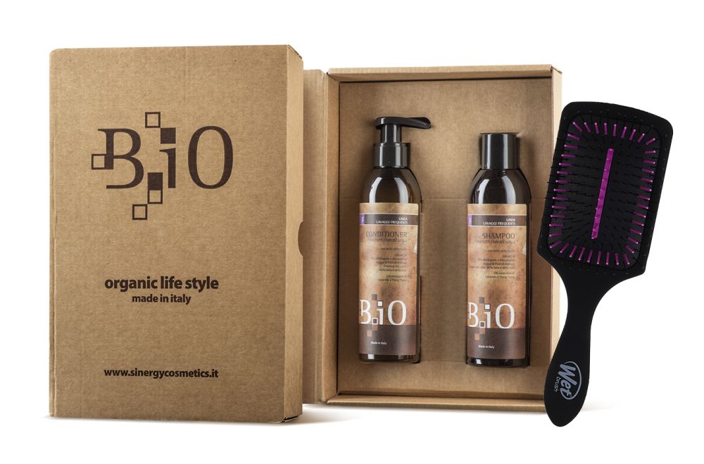 Sinergy Cosmetics Sinergy B.iO Gift Box Frequently Use - Set na časté mytie šampón + maska + kartáč