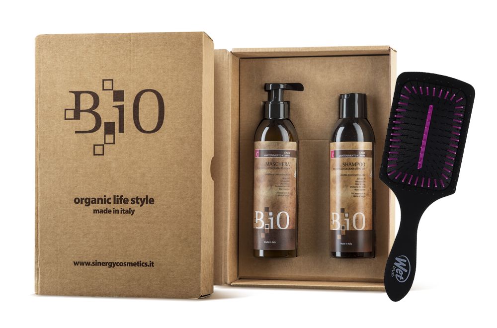 Sinergy Cosmetics Sinergy B.iO Gift Box Maintaining Color - Set na farbené vlasy šampón + maska + kartáč